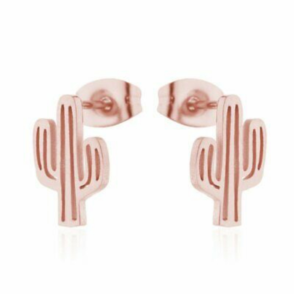 Rose Gold Desert Cactus Earrings